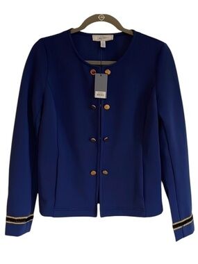 NWT Libby Edelman Captain Jacket Med Blue Gold Button Napoleon Military Career